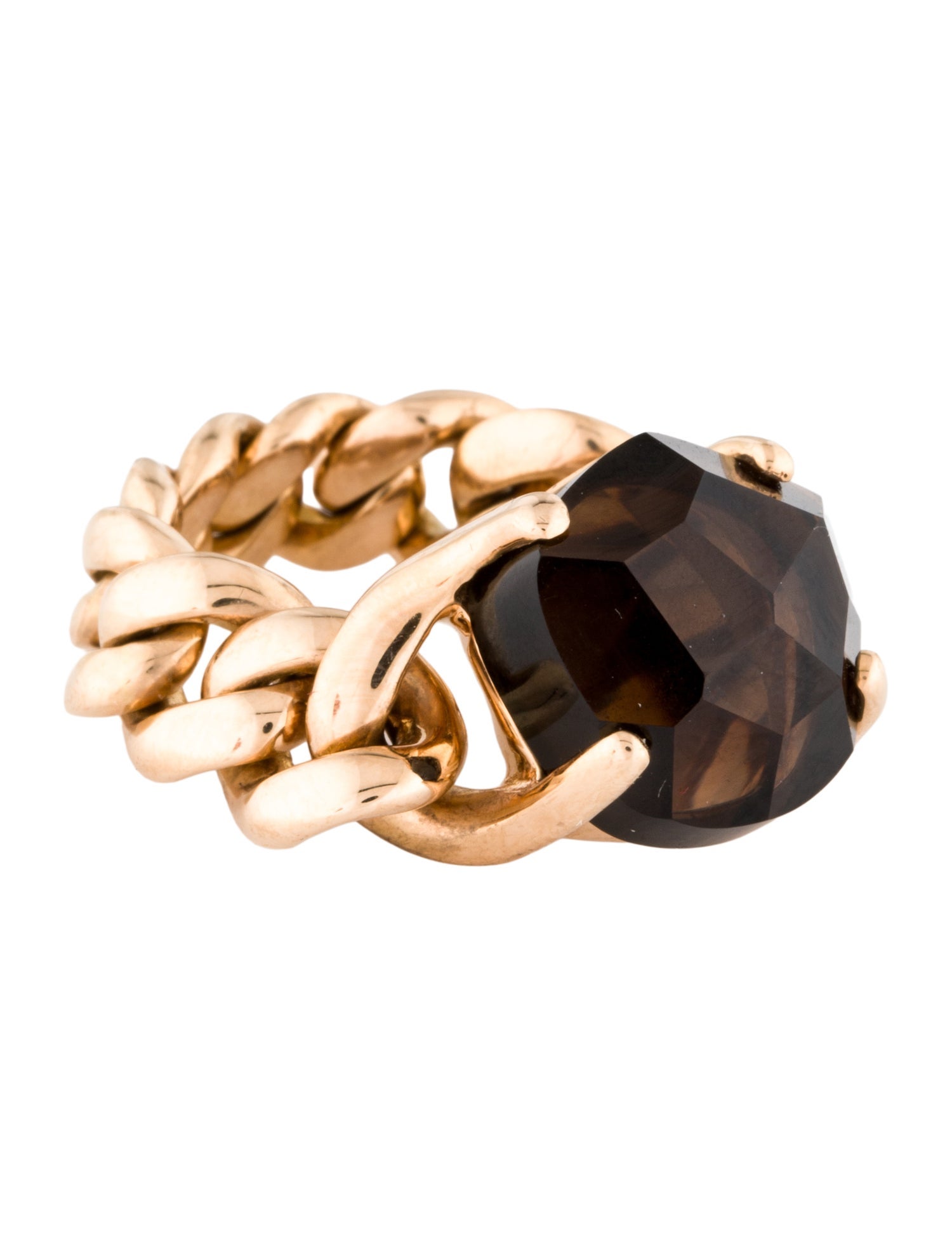 Pomellato 18K Smoky Quartz Chain Link Cocktail Ring