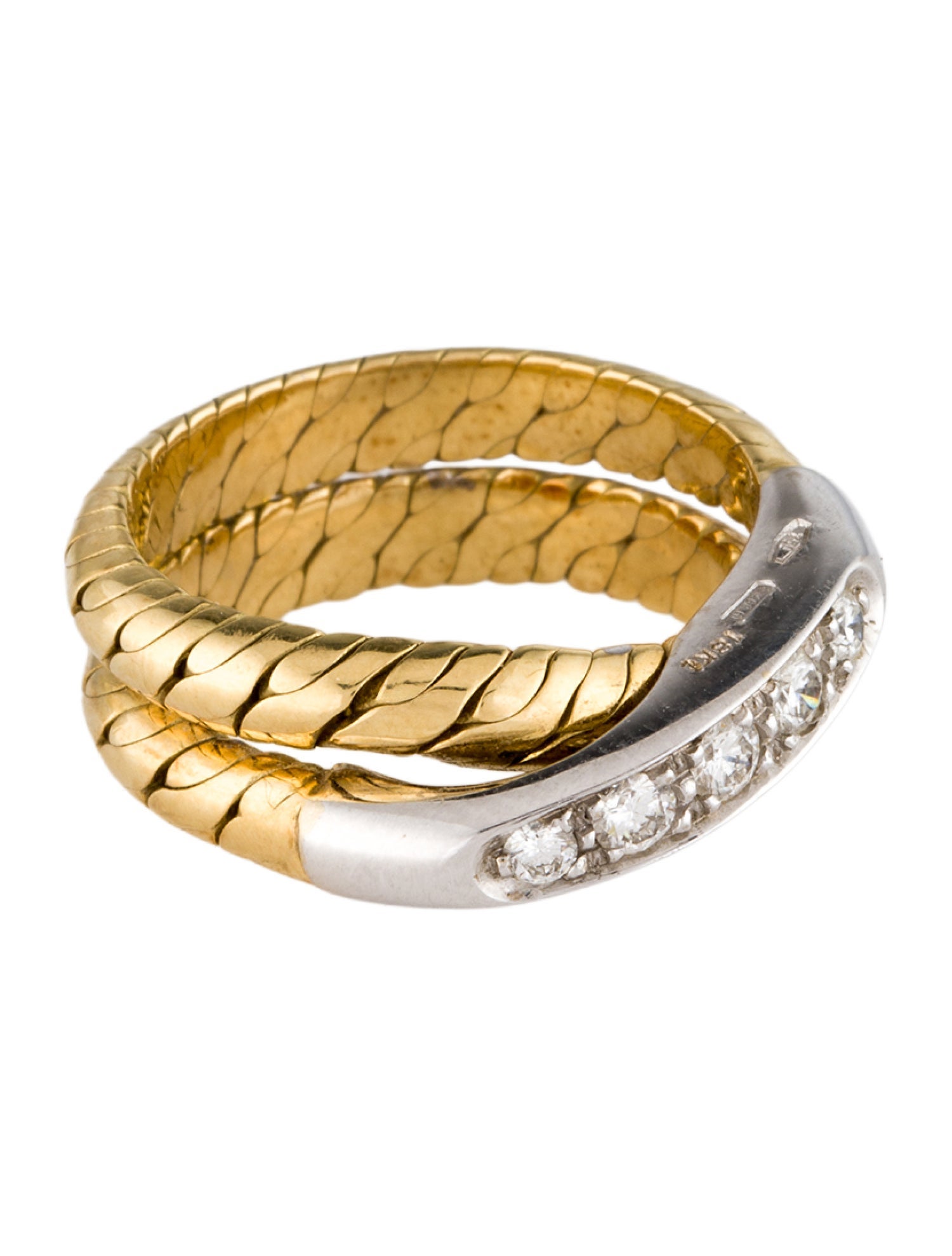 Pomellato 18K Diamond Coil Crossover Ring