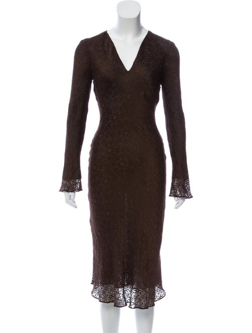 Ports 1961 Devoré Midi Dress Brown