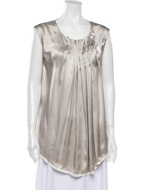 Ports 1961 Silk Scoop Neck Blouse Grey