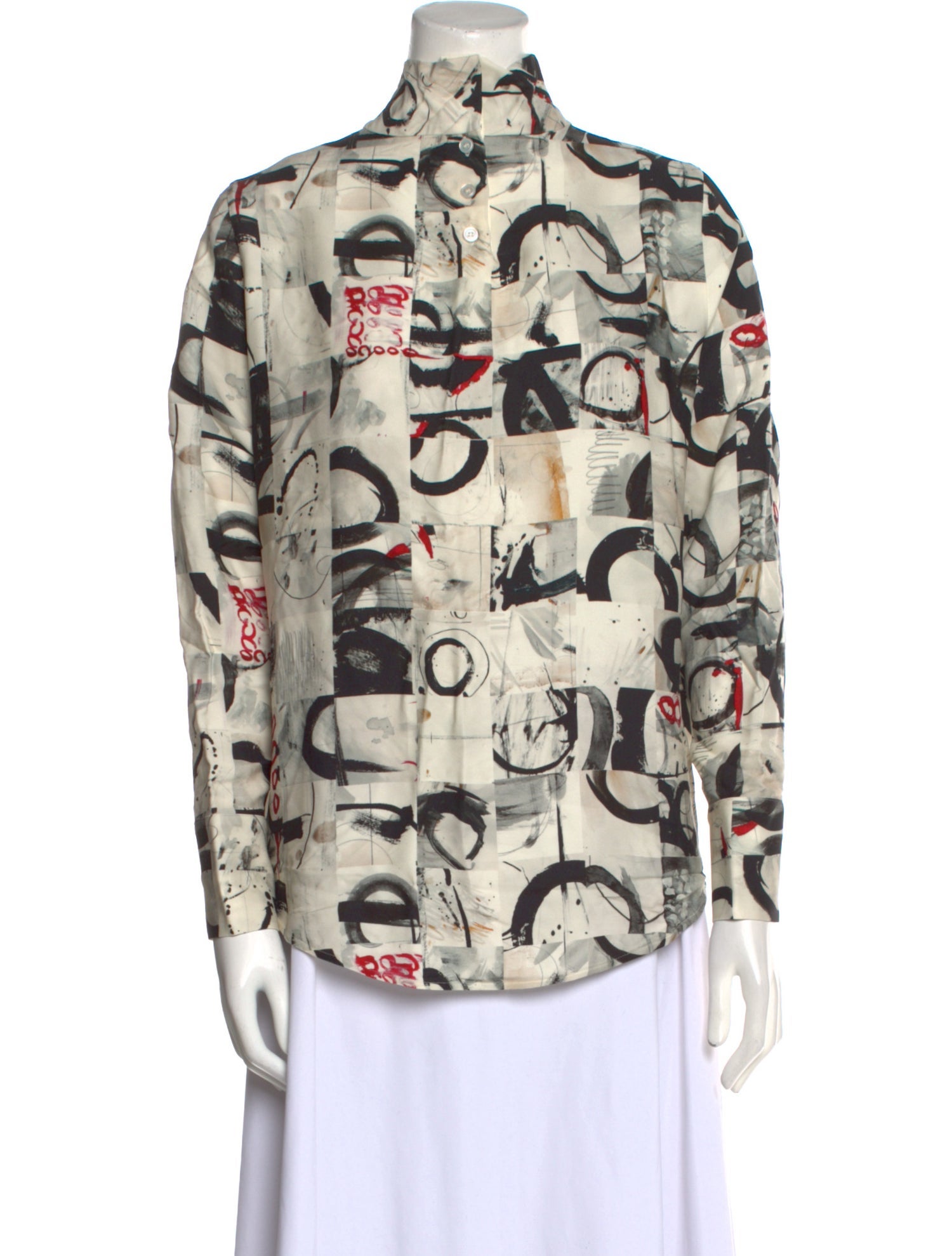 Ports 1961 Printed Mock Neck Blouse