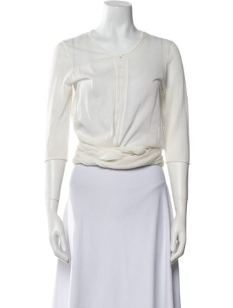 Ports 1961 Scoop Neck Three-Quarter Sleeve Crop Top