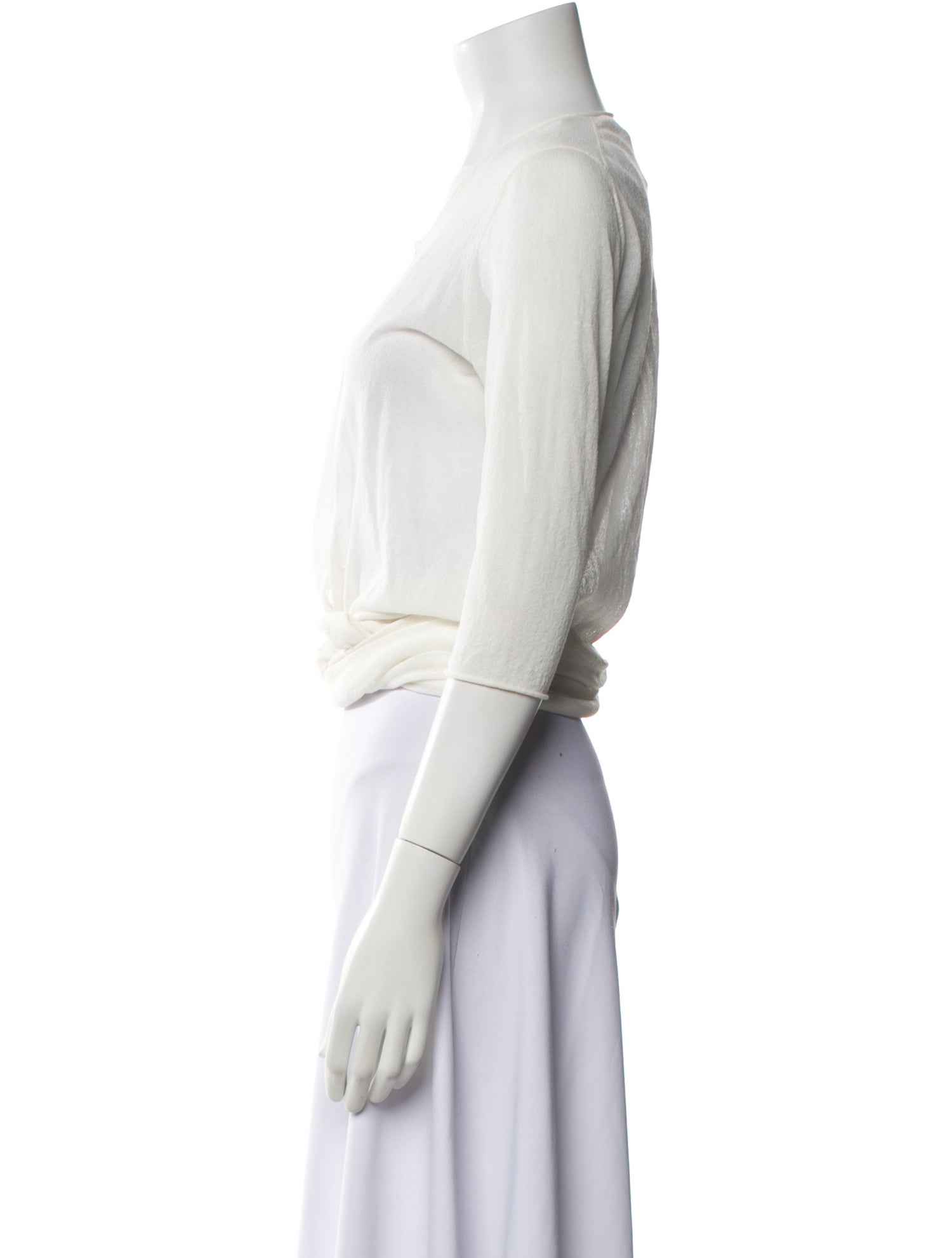 Ports 1961 Scoop Neck Three-Quarter Sleeve Crop Top