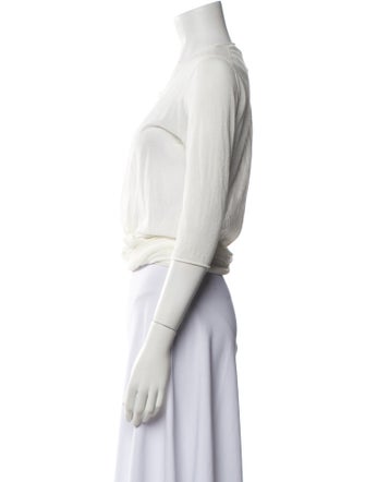 Ports 1961 Scoop Neck Three-Quarter Sleeve Crop Top