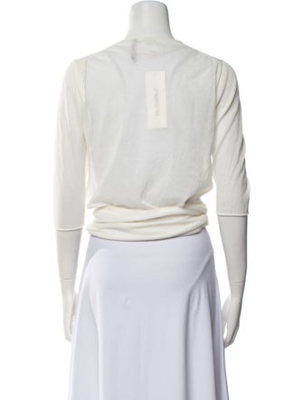 Ports 1961 Scoop Neck Three-Quarter Sleeve Crop Top