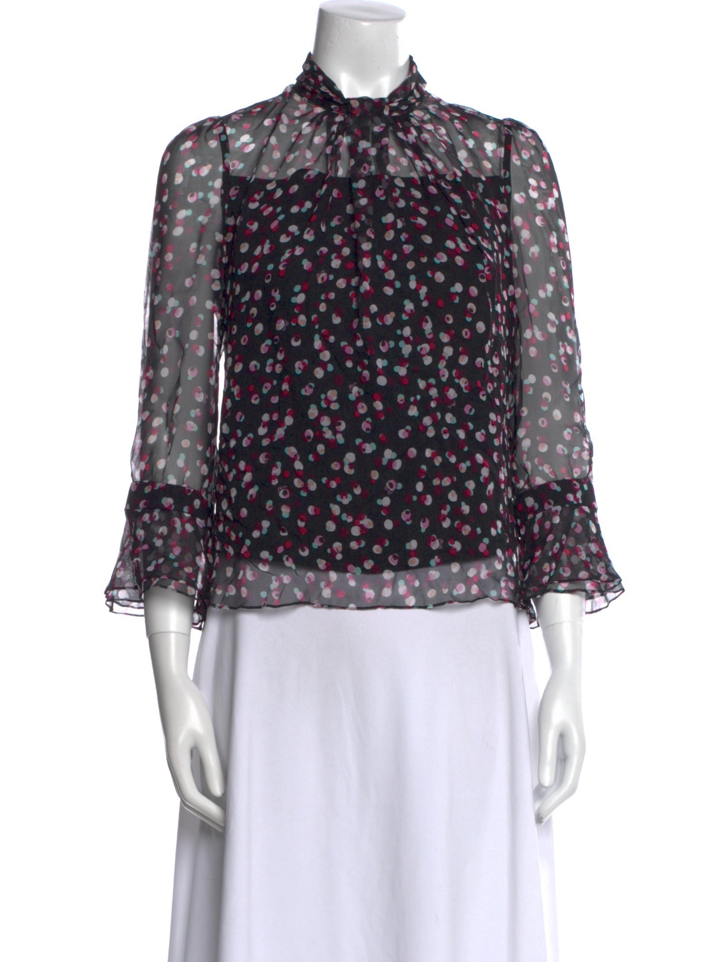 Ports 1961 Floral Print Mock Neck Blouse