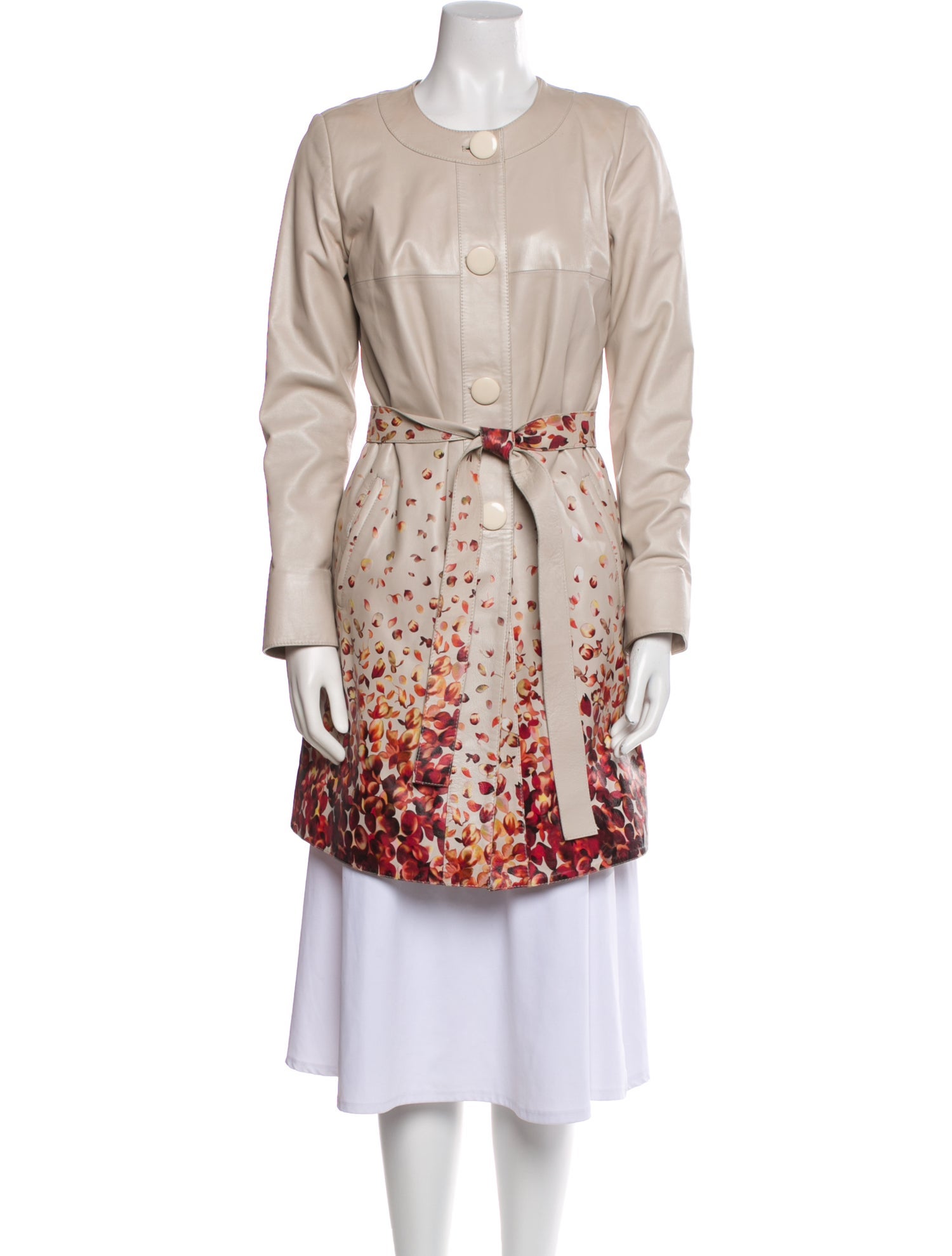 Punto Leather Graphic Print Coat