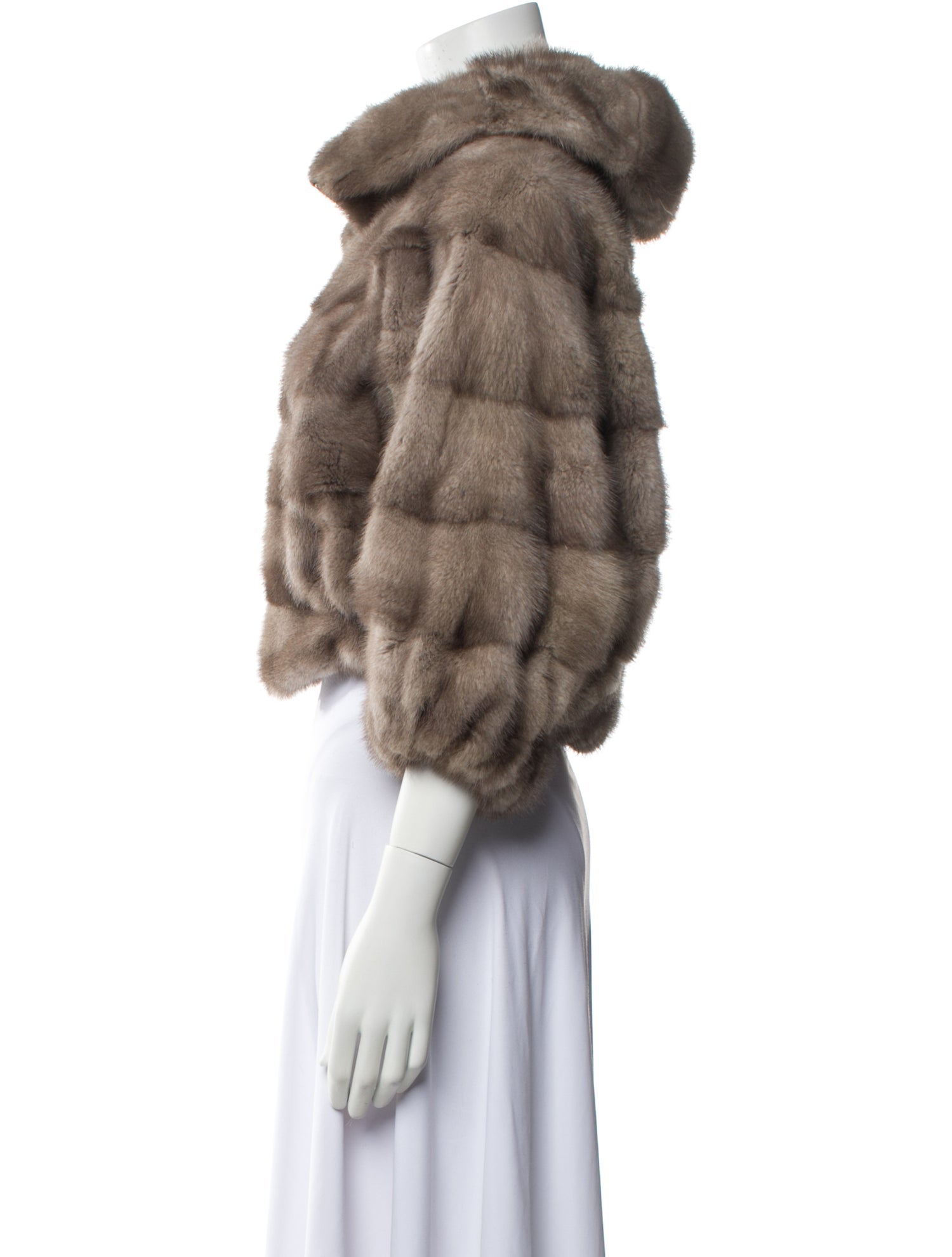 Punto Mink Plaid Print Fur Jacket