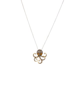 Ponte Vecchio Gioielli 18K Diamond & Citrine Octopus Pendant Necklace