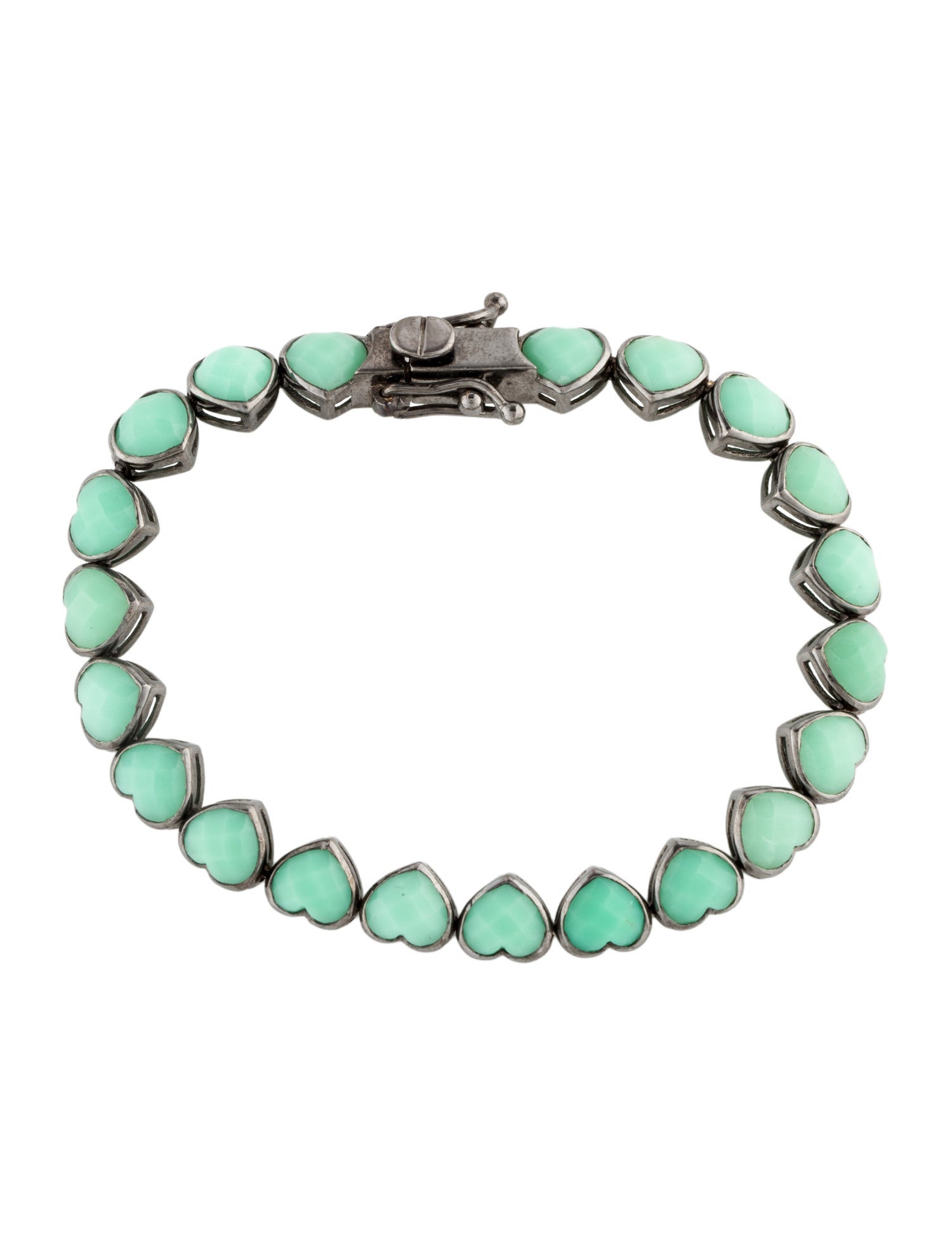 Nakard Chrysoprase Heart Tennis Bracelet
