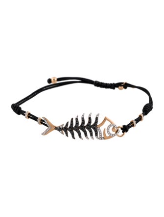 Pippo Perez 18K Diamond Fishbone Cord Station Bracelet