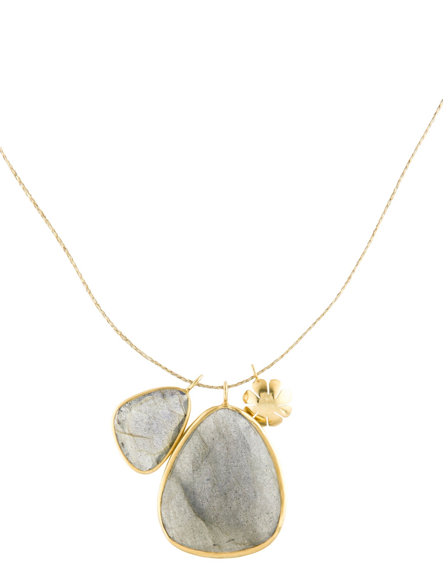 Pippa Small 18K Labradorite Cord Flower Pendant Necklace