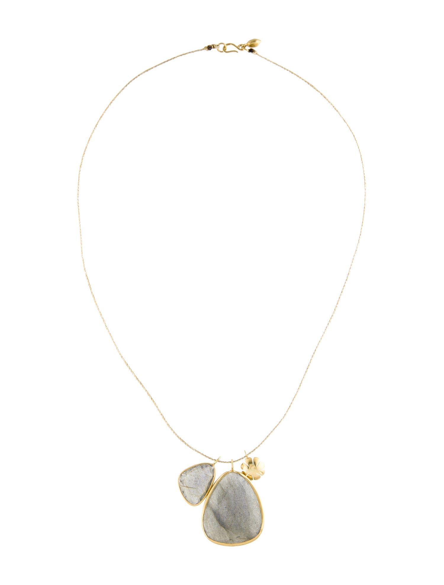 Pippa Small 18K Labradorite Cord Flower Pendant Necklace
