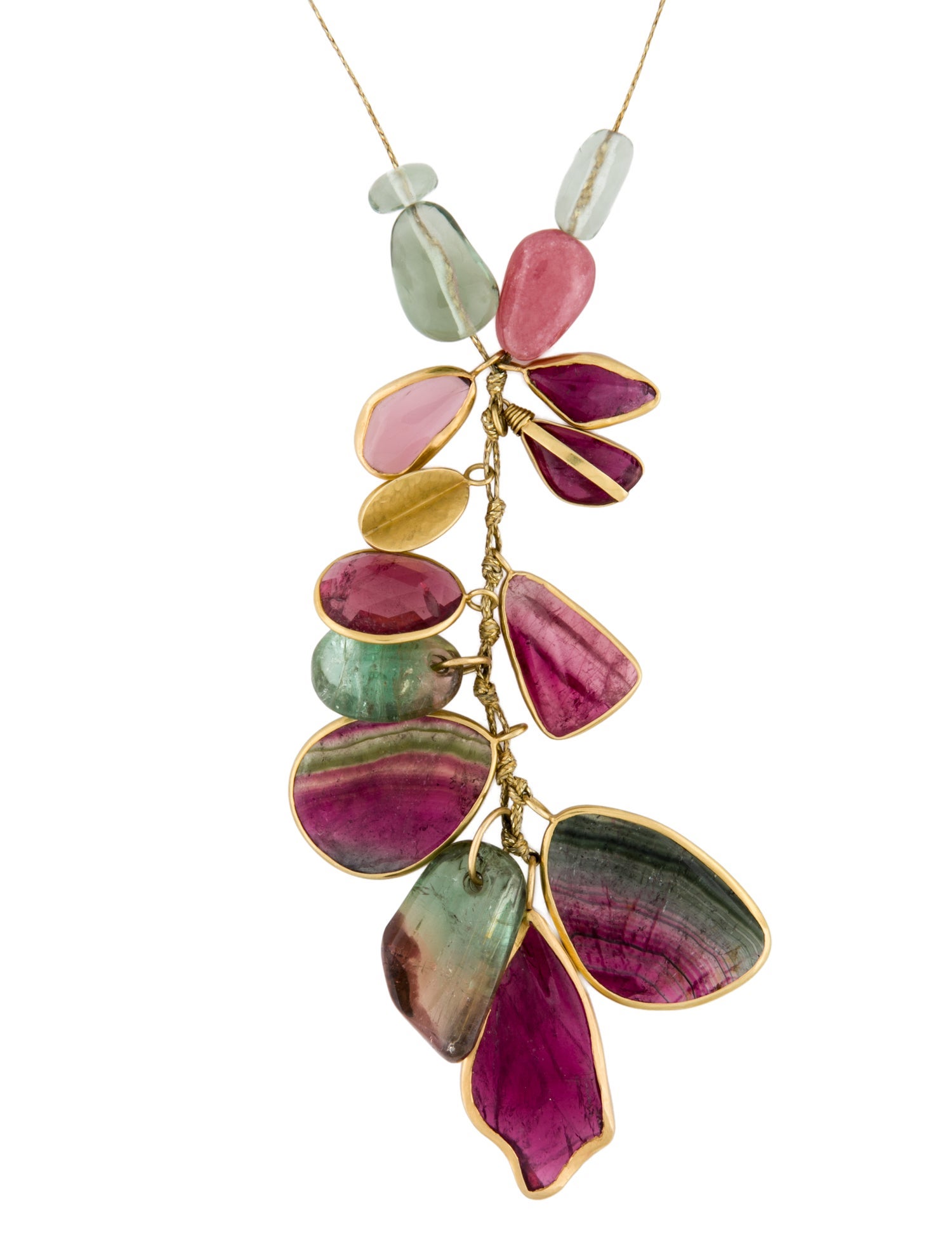 Pippa Small 18K Tourmaline & Rhodochrosite Pendant Necklace