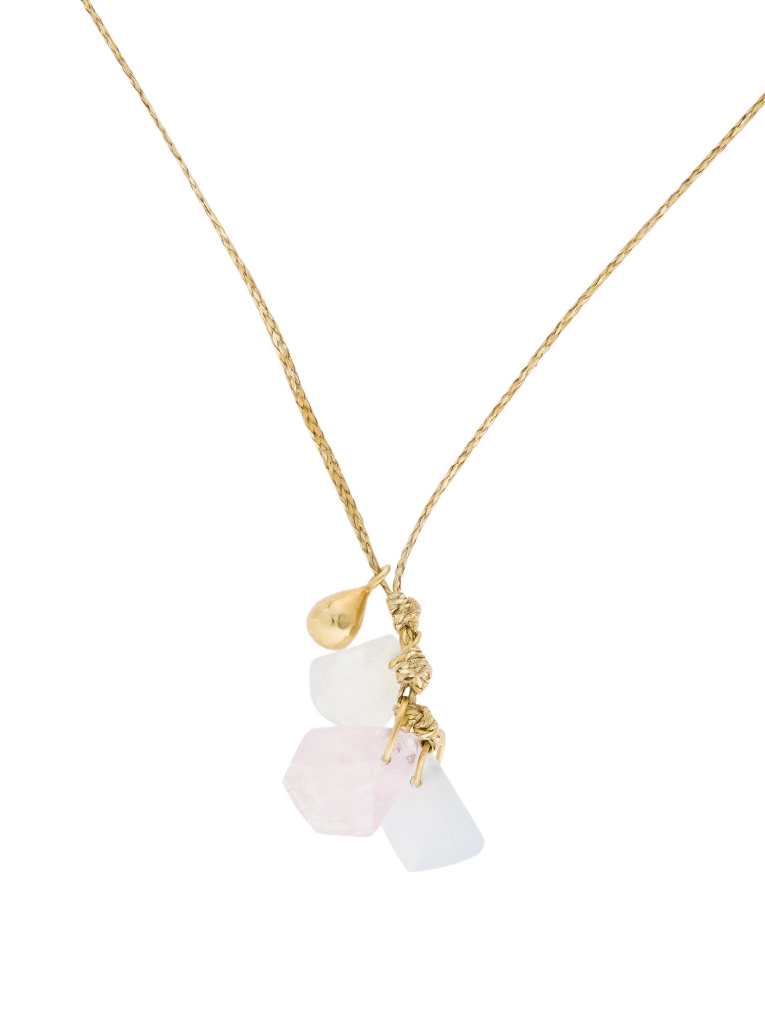 Pippa Small 18K Morganite, Moonstone & Chalcedony Cord Pendant Necklace