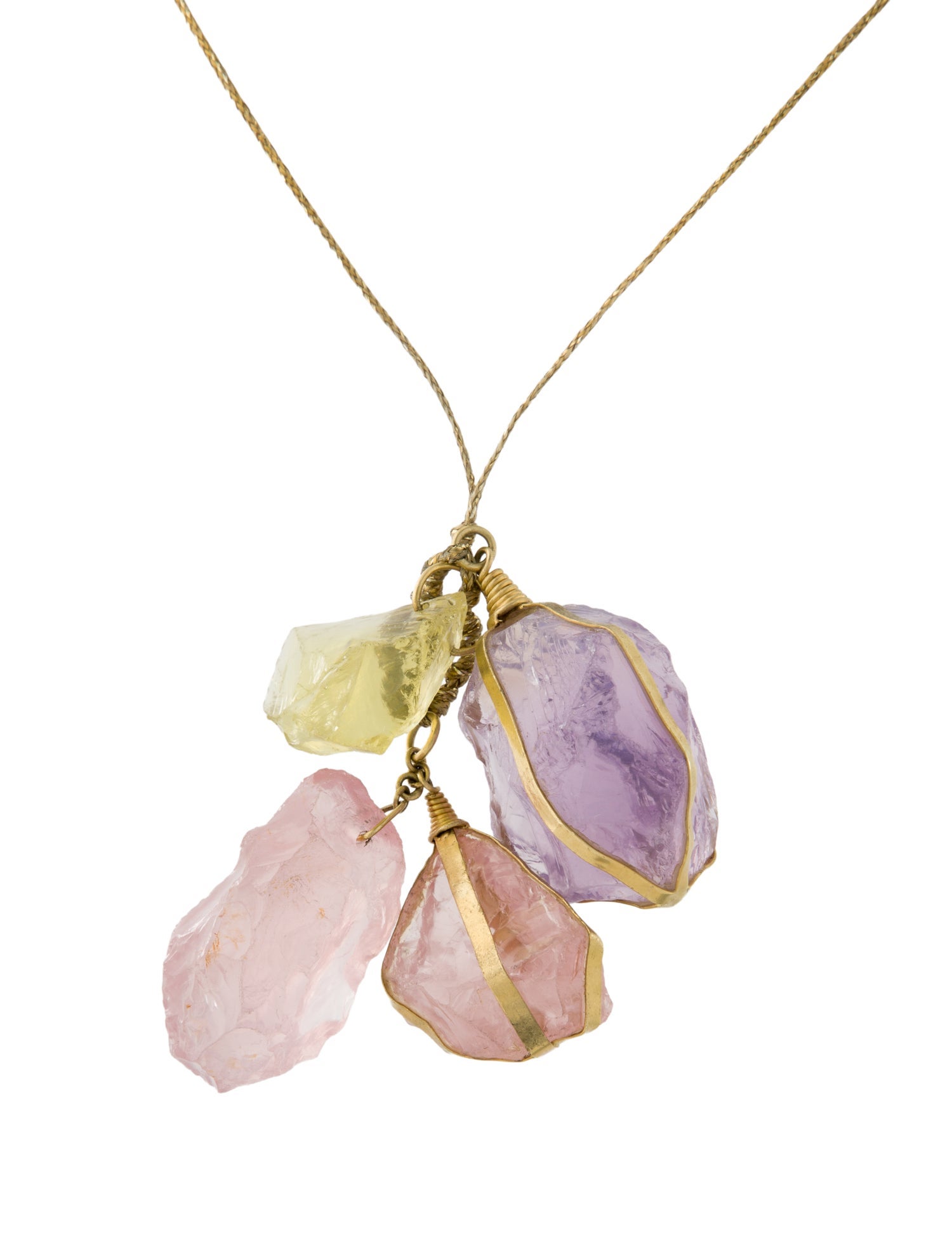 Pippa Small 18K Amethyst, Rose Quartz & Quartz Cord Pendant Necklace