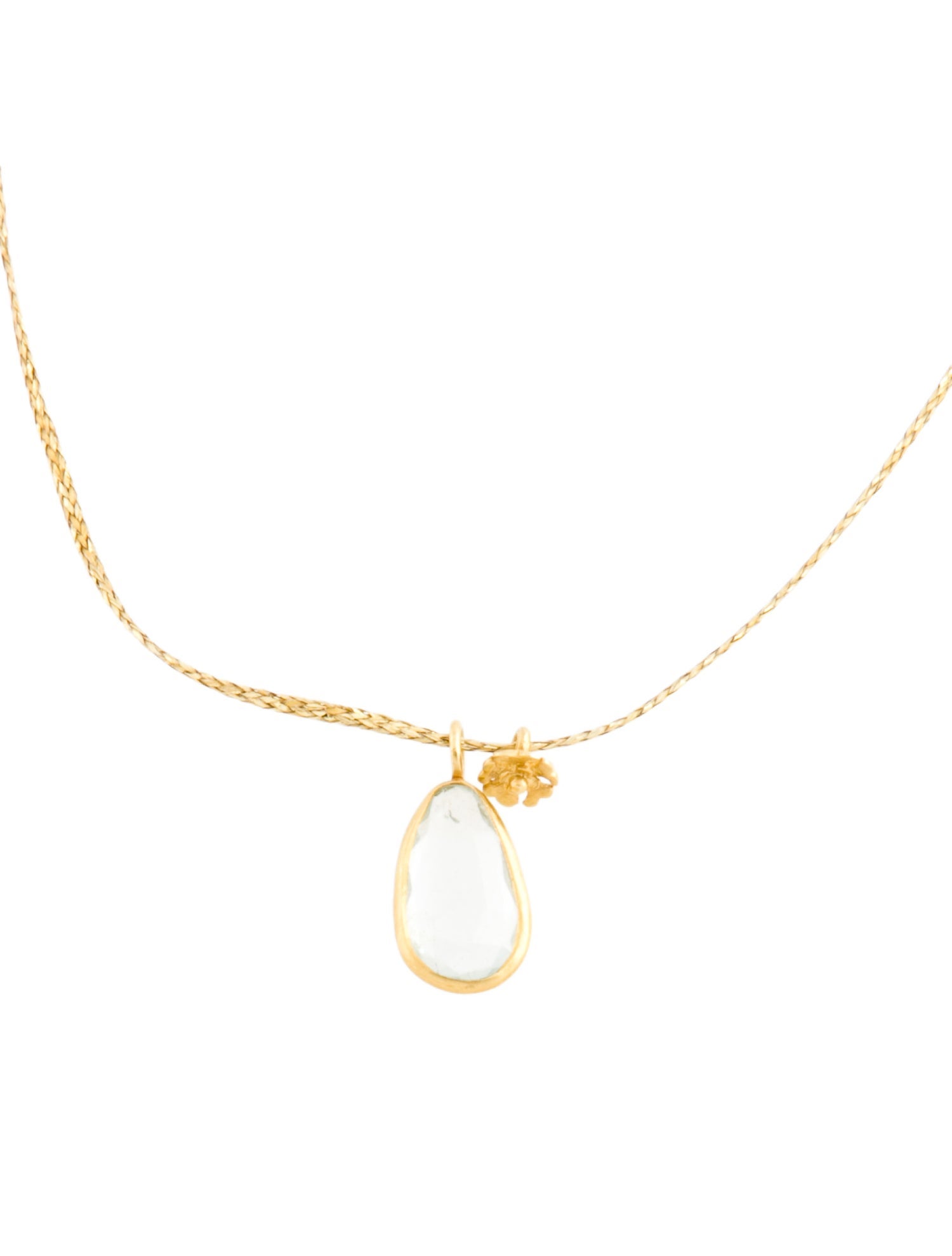 Pippa Small 18K Cord & Aquamarine Single Collet Pendant