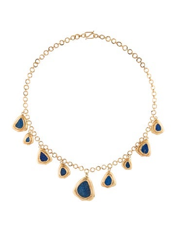 Pre-owned Pippa Small Lapis Lazuli Line Necklace, 17.25" In Multicolor