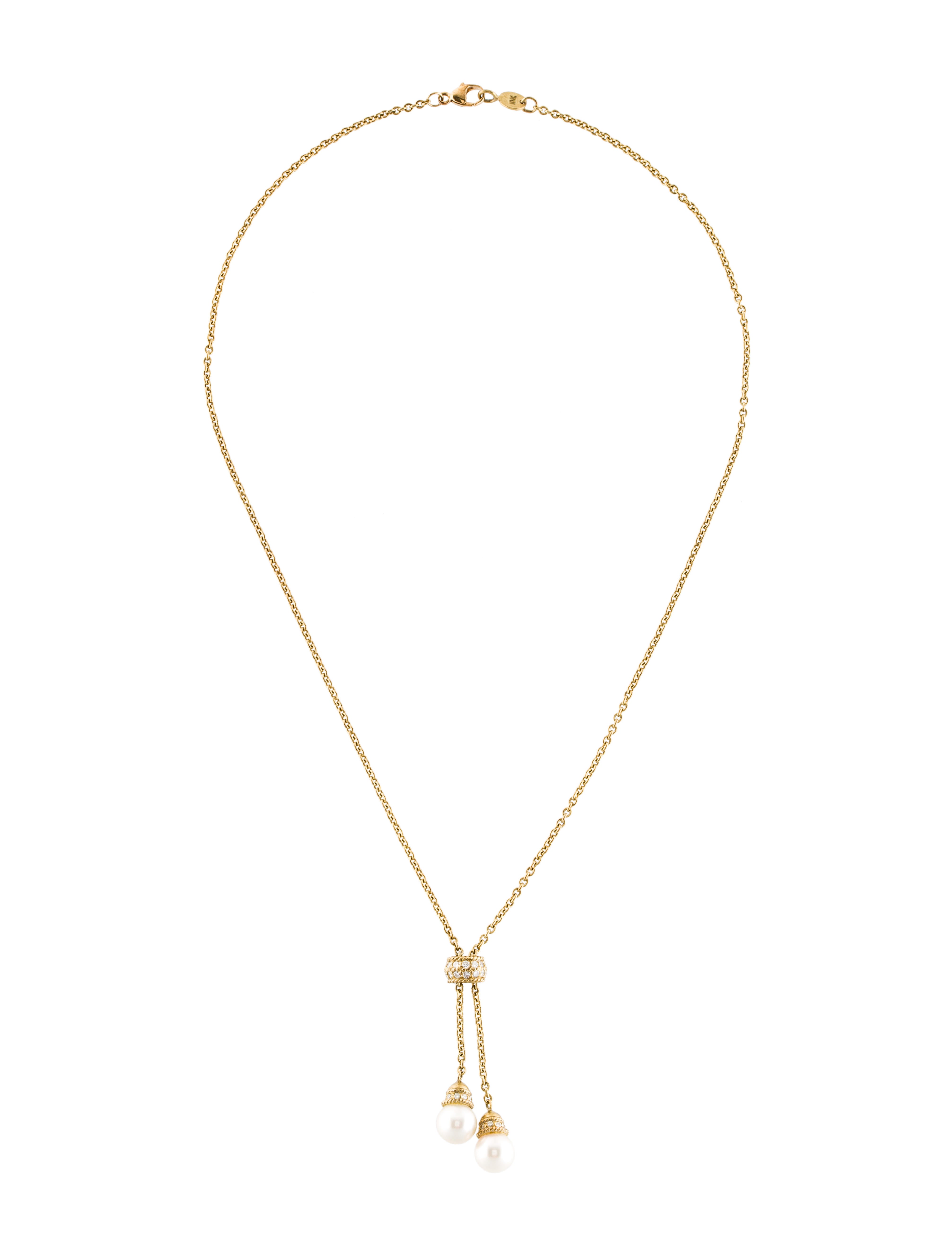 Penny Preville 18K Pearl & Diamond Lariat Necklace Necklaces PPV20228 The RealReal