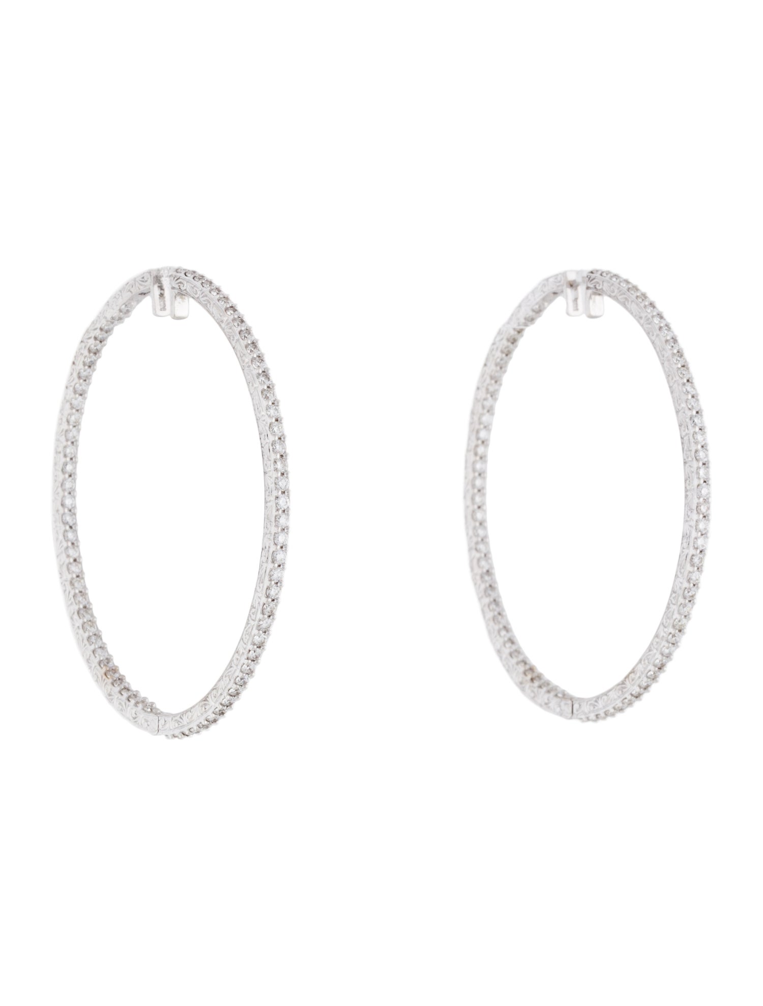 Penny Preville 18K 2.86ctw Diamond Inside Out Milgrain Hoop Earrings