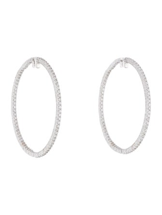 Penny Preville 18K 2.86ctw Diamond Inside Out Milgrain Hoop Earrings