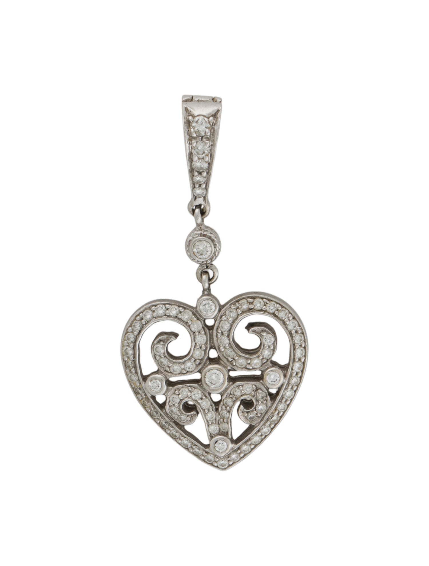 Penny Preville 18K 1.03ctw Diamond Open Scroll Heart Pendant