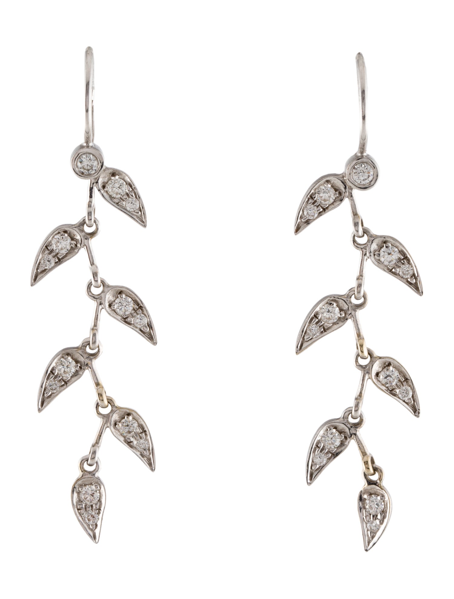 Penny Preville 18K Diamond Leaf Drop Earrings