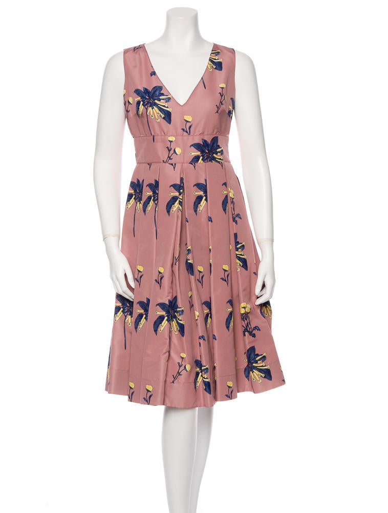 Prada Floral Day Dress Clothing PRA08629 The RealReal