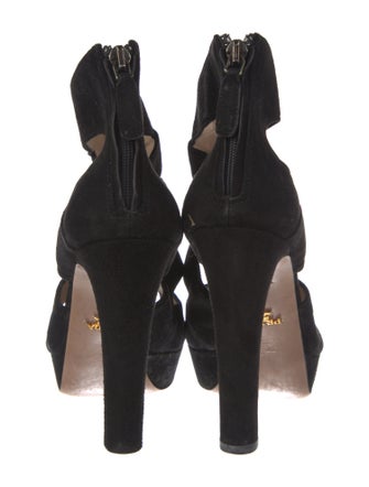 Prada Suede Cutout Accent Sandals