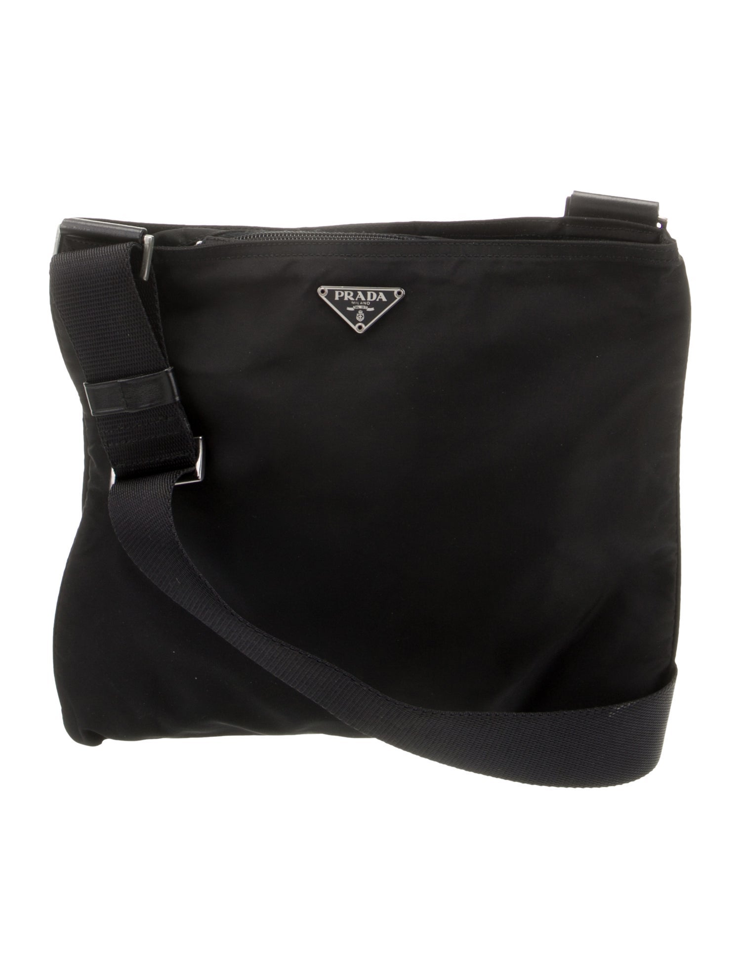 Prada Enameled Metal Triangle Portfolio - Black Crossbody Bags ...