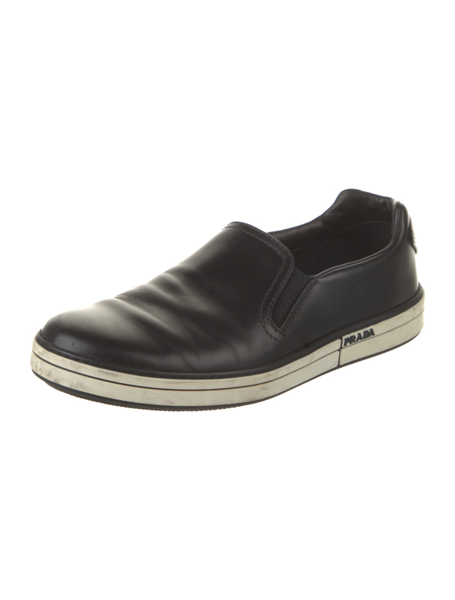 Prada Leather Grosgrain Trim Sneakers