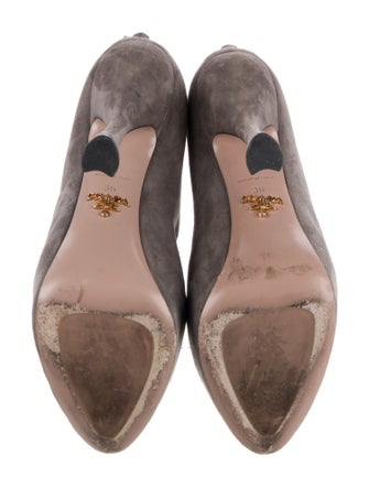 Prada Suede Cutout Accent Pumps