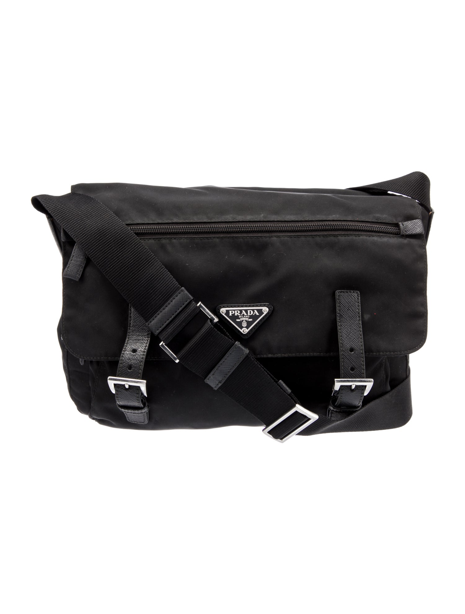 Prada Tessuto Nylon Messenger Bag - Black Crossbody Bags, Handbags