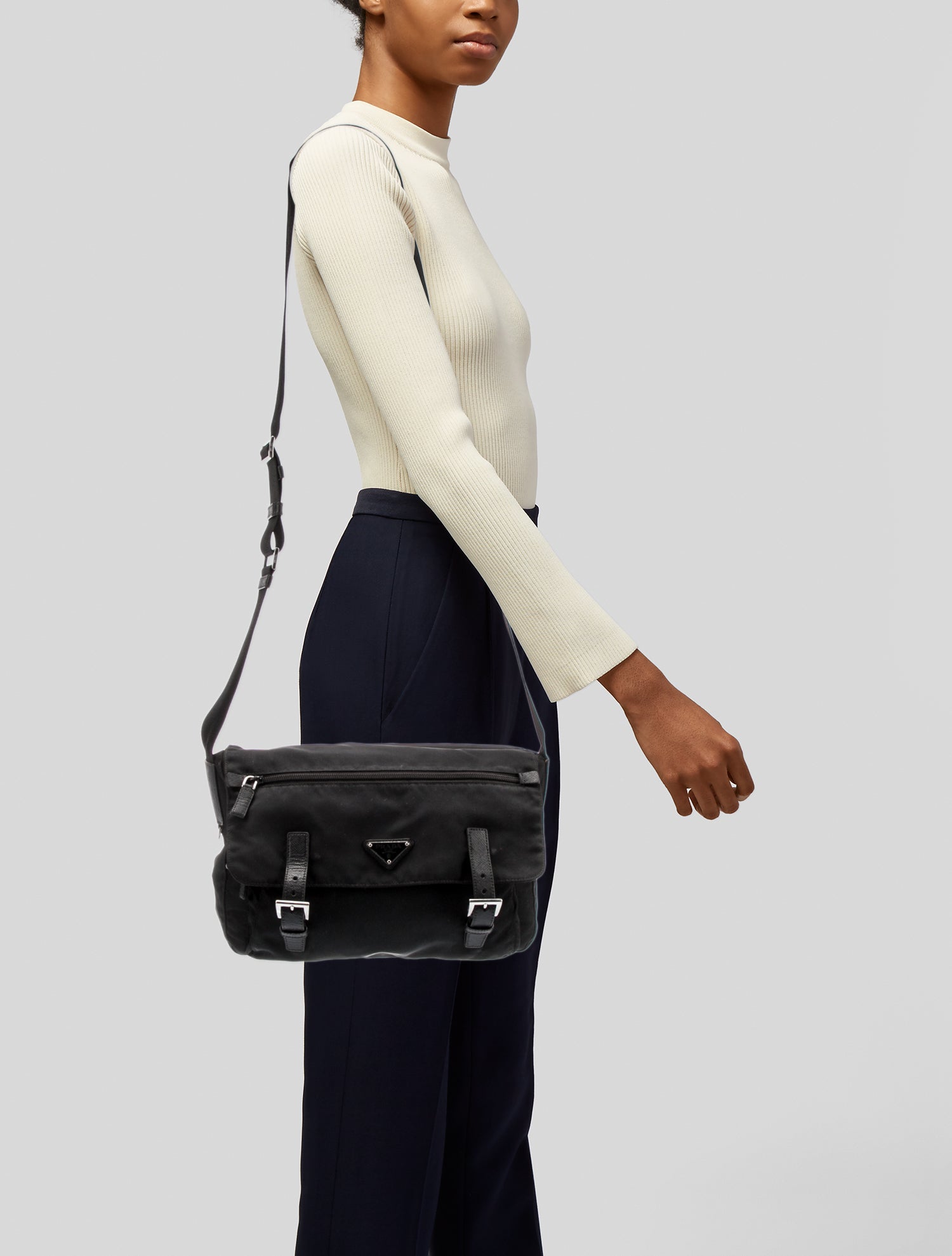 Prada Tessuto Nylon Messenger Bag - Black Crossbody Bags, Handbags