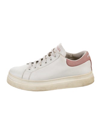 Prada Leather Graphic Print Sneakers
