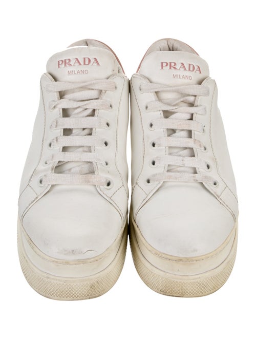 Prada Leather Graphic Print Sneakers