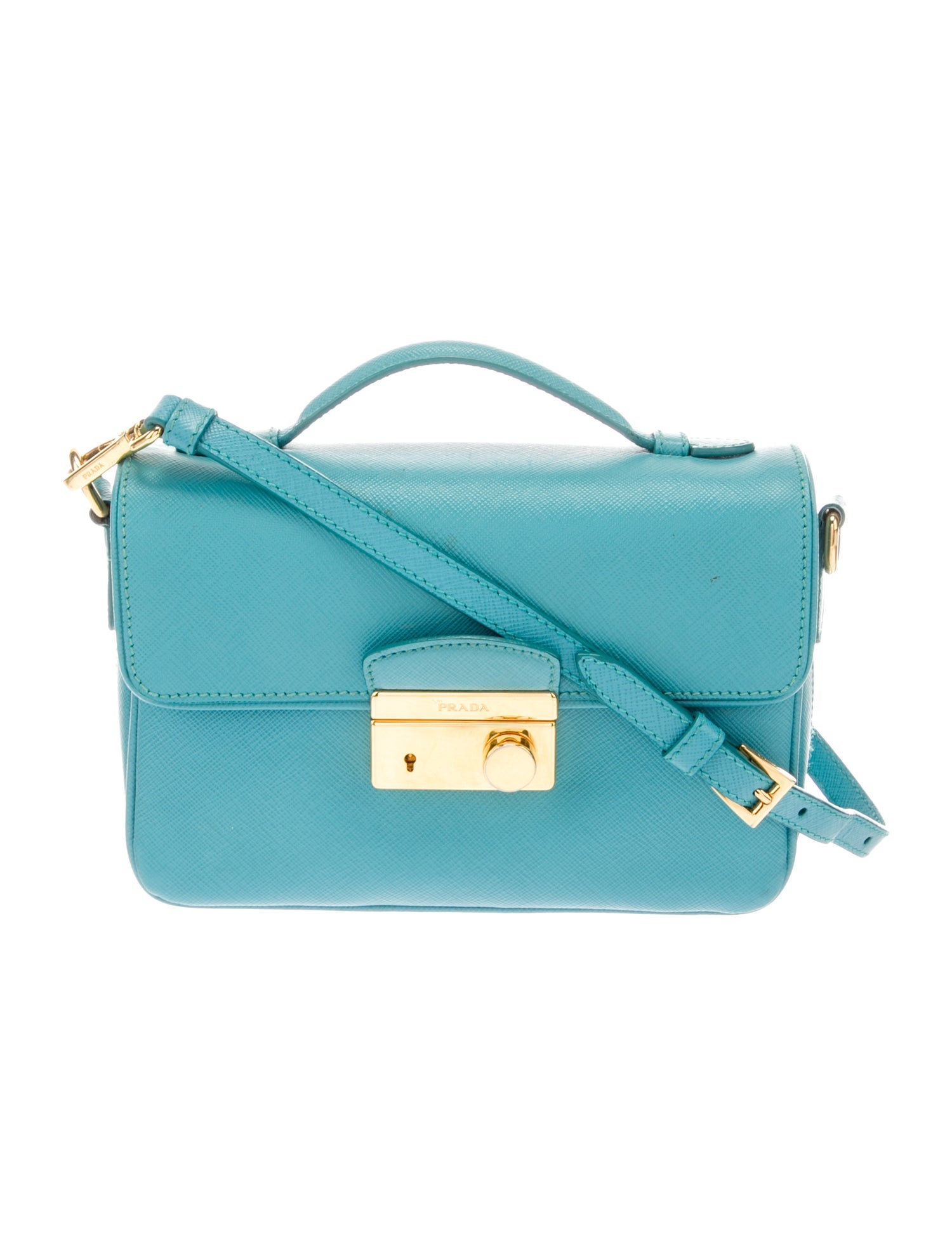 Prada Saffiano Lux Leather Sound Mini Blue Crossbody Bags, Handbags