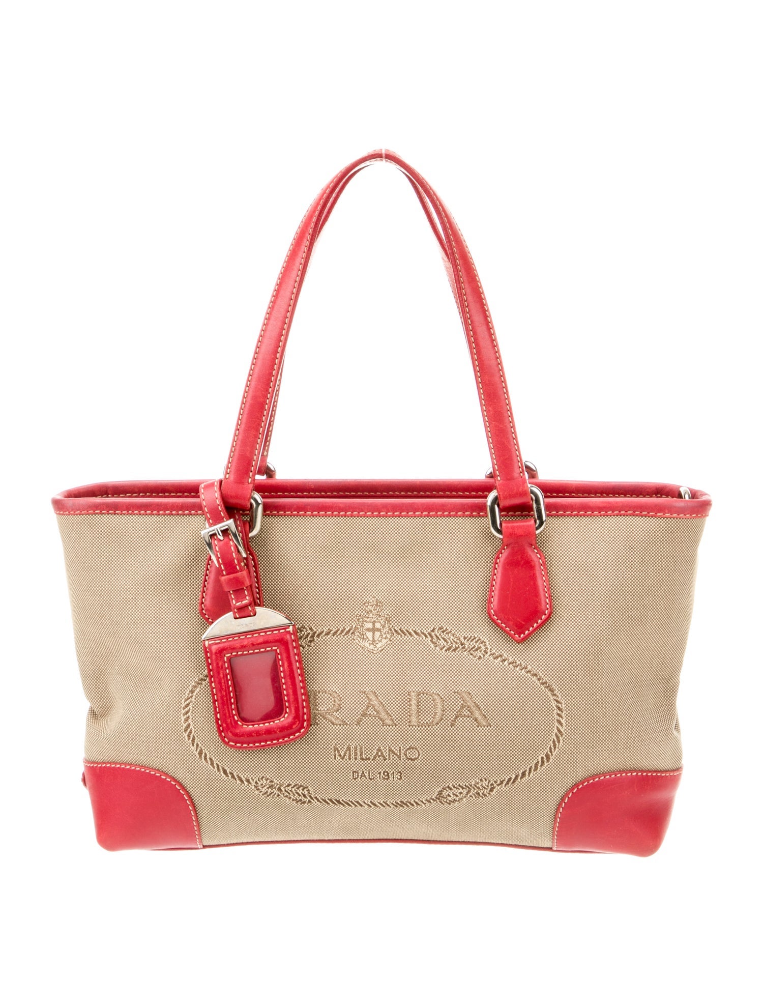 Prada Enameled Metal Triangle Tote