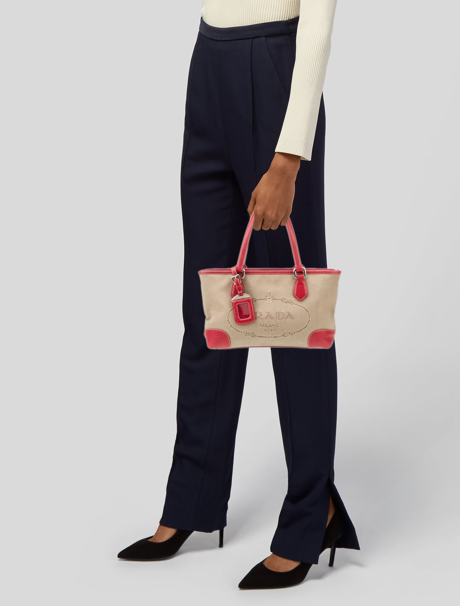 Prada Enameled Metal Triangle Tote