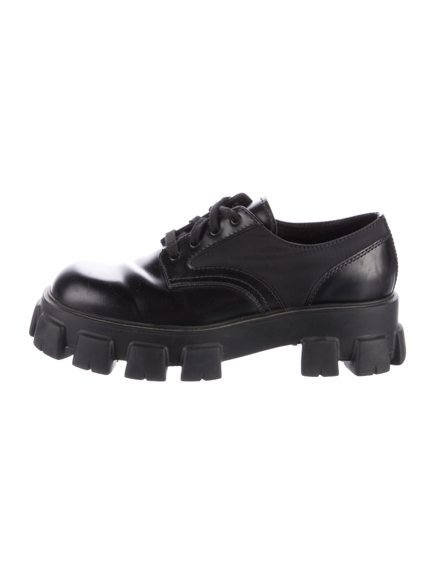 Prada Leather Derby Shoes Black Oxfords, Shoes PRA1015932 The