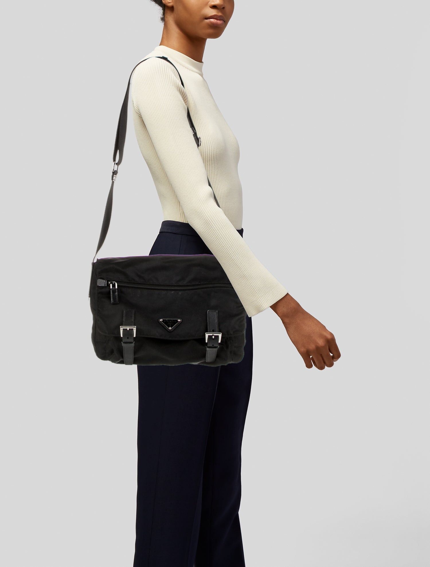 バッグ PRADA Nylon Messenger Bag Prada Tessuto Nylon Messenger Bag - Black Crossbody Bags, Handbags
