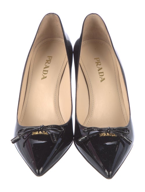 Prada Patent Leather Bow Accents Pumps