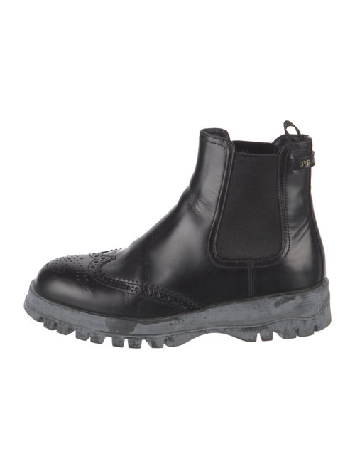 Prada Leather Eyelet Trim Chelsea Boots