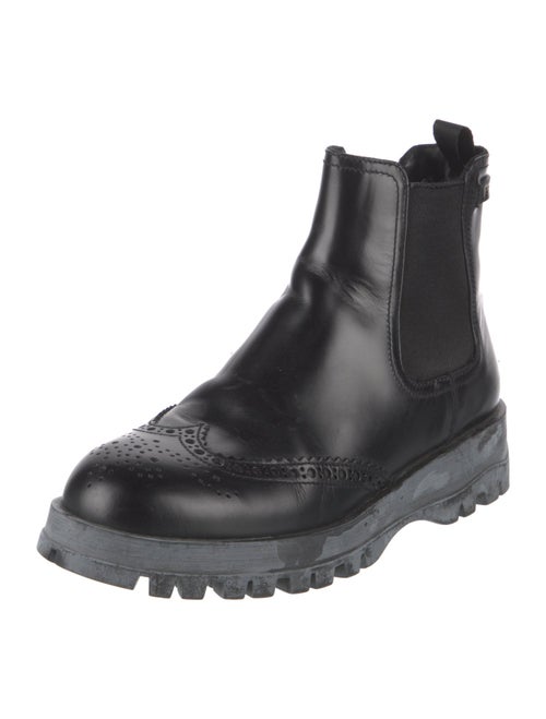 Prada Leather Eyelet Trim Chelsea Boots