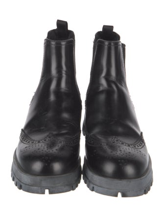 Prada Leather Eyelet Trim Chelsea Boots