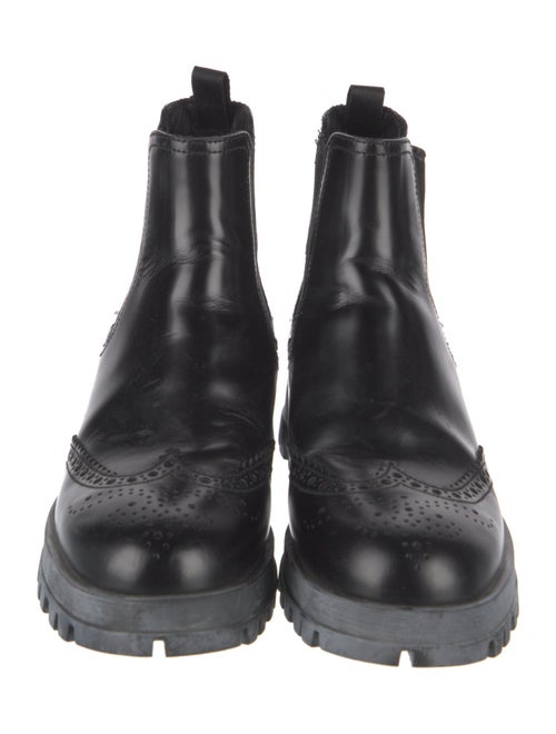 Prada Leather Eyelet Trim Chelsea Boots