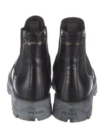 Prada Leather Eyelet Trim Chelsea Boots