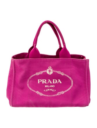 Prada Enameled Metal Triangle Logo Tote