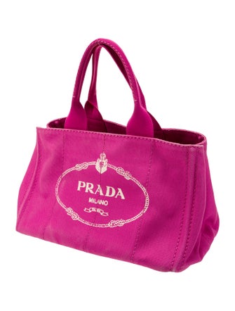 Prada Enameled Metal Triangle Logo Tote