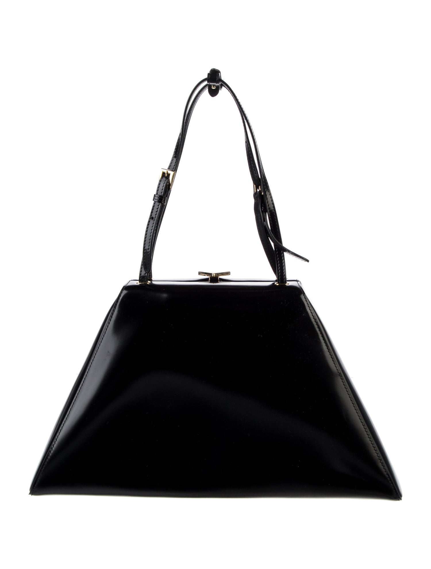Prada Enameled Metal Triangle Top Handle Bag - Black Handle Bags ...